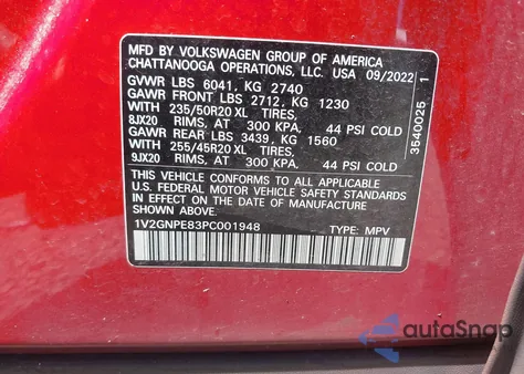 2023 Volkswagen Id.4 Awd Pro S/Awd Pro S Plus z USA, uszkodzony, nr VIN 1V2GNPE83PC001948